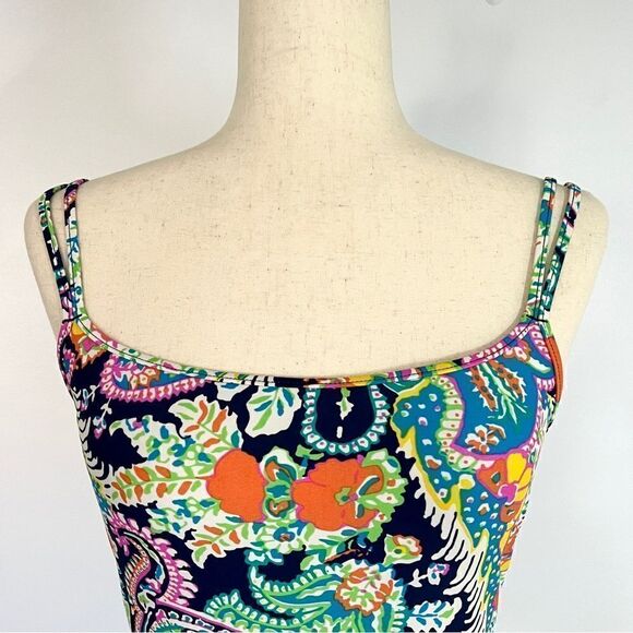 Lauren Ralph Lauren One Piece Paisley Swimsuit 10 Scoop Back Double Straps - Picture 3 of 10